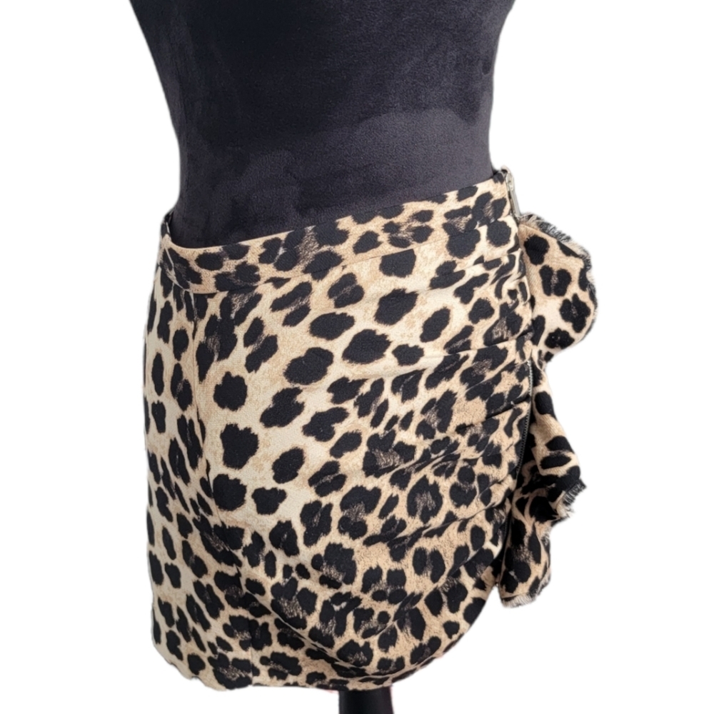 Zara Basic Collection Ruffle Trim Leopard Print M… - image 5